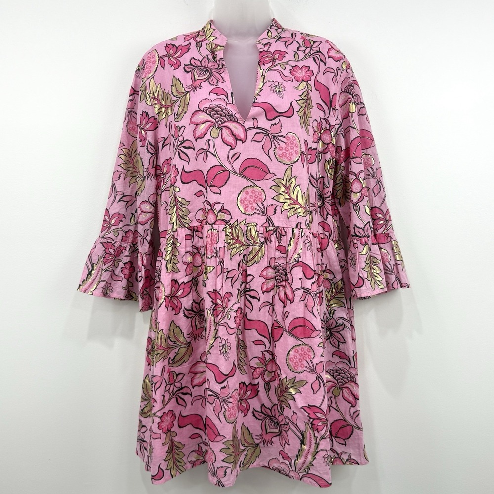 Jude Connally Faith Dress L Cotton Voile Floral Resort Beachy Preppy Feminine